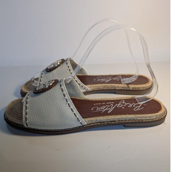 BRIGHTON Elliot Cream Tan Leather‎ Slide Sandals Charm JAG01 Women's 9.5 - Picture 7 of 15